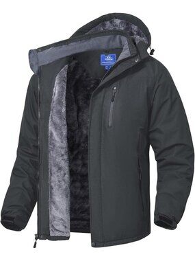 Mens Skiing Jackets with Hoode Snowboarding Waterproof Fleece Liner Coats